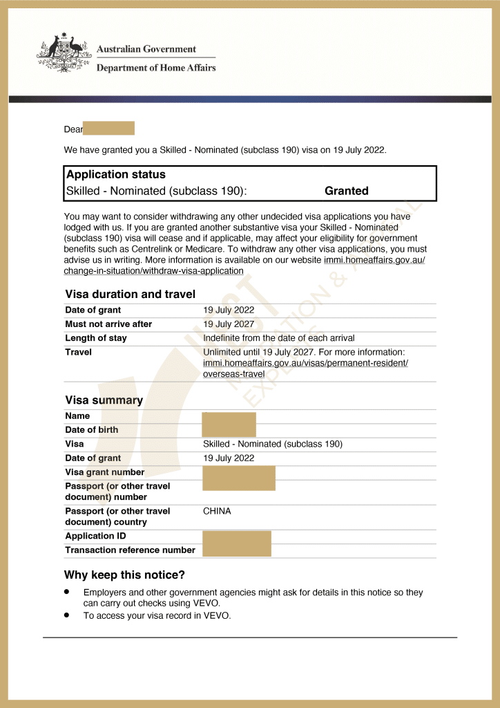 The NSW state nomination approval for 190 visa from a nursing professional who completed a long-term migration pathway.