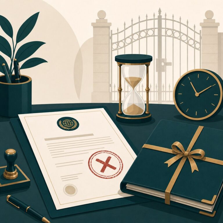 Illustration representing a mandatory visa cancellation and the revocation request process